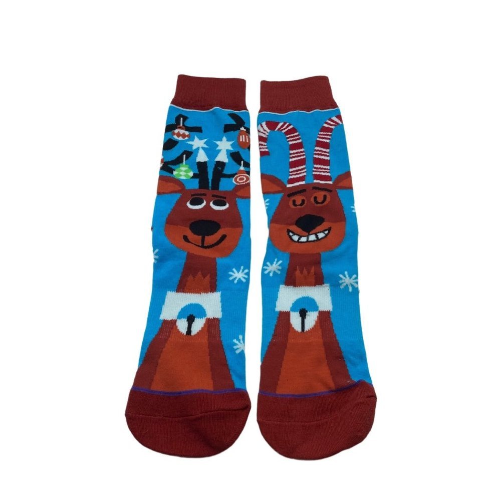 NWOT Reindeer Tube Socks Christmas Holiday Ornaments Candy Cane Funny Office OS